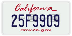 25F9909 license plate in California