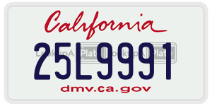25L9991  license plate in CA