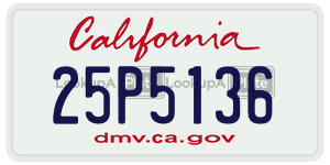 25P5136 license plate in California
