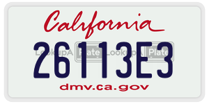 26113E3 license plate in California