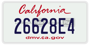 26628E4 license plate in California