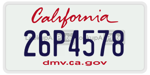 26P4578 license plate in California