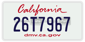 26T7967 license plate in California