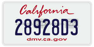 28928D3 license plate in California