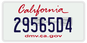 29565D4 license plate in California