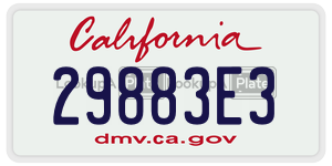 29883E3 license plate in California