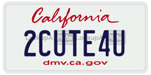 2CUTE4U license plate in California