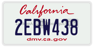 2EBW438 license plate in California