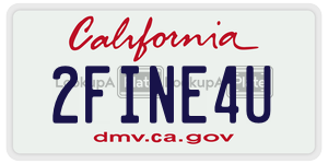 2FINE4U  license plate in CA