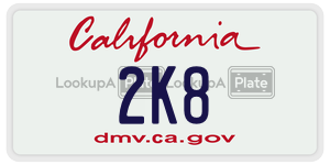2K8  license plate in CA