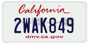 2WAK849 license plate in California