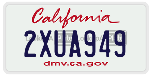 2XUA949 license plate in California