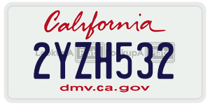 2YZH532 license plate in California