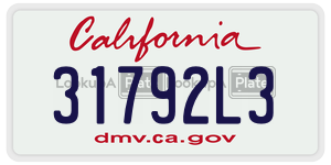 31792L3 license plate in California