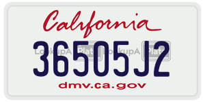 36505J2 license plate in California