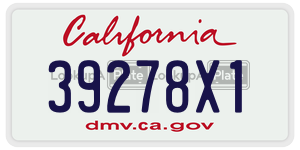 39278X1 license plate in California