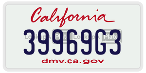 39969G3 license plate in California