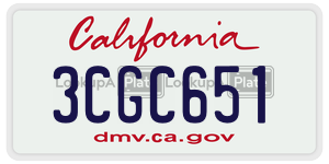 3CGC651 license plate in California