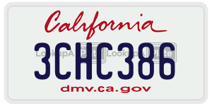 3CHC386 license plate in California