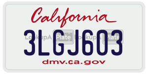 3LGJ603  license plate in CA