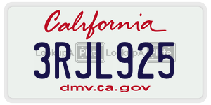 3RJL925  license plate in CA