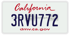 3RVU772 license plate in California