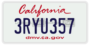 3RYU357 license plate in California