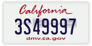 3S49997  license plate in CA