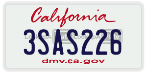 3SAS226  license plate in CA