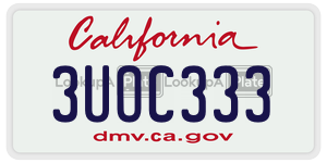 3UOC333 license plate in California