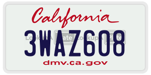 3WAZ608  license plate in CA