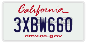 3XBW660  license plate in CA