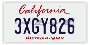 3XGY826 license plate in California