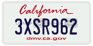 3XSR962 license plate in California