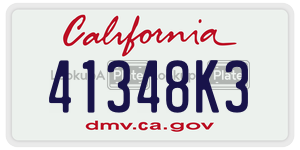 41348K3 license plate in California