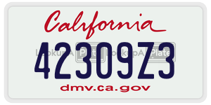 42309Z3 license plate in California
