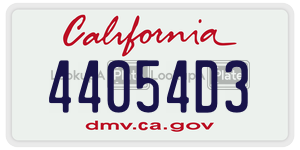 44054D3  license plate in CA