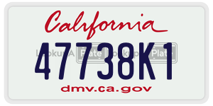 47738K1 license plate in California