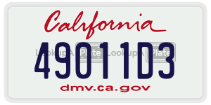 49011D3 license plate in California