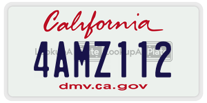 4AMZ112 license plate in California