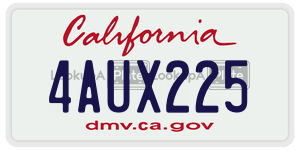 4AUX225 license plate in California