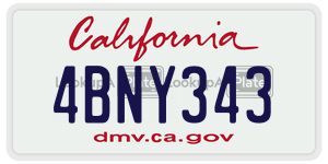 4BNY343 license plate in California