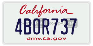4BOR737 license plate in California