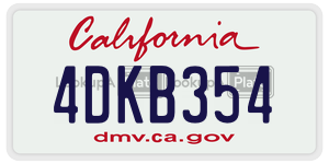 4DKB354 license plate in California