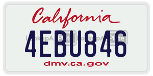 4EBU846 license plate in California