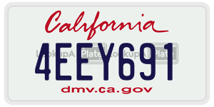 4EEY691 license plate in California