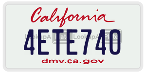 4ETE740 license plate in California