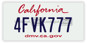 4FVK777  license plate in CA