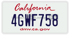 4GWF758 license plate in California