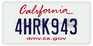 4HRK943 license plate in California